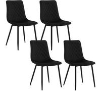 EUGAD Chaise Salle à Manger, Lot de 4, Chaise de Cuisine Scandinave, Rembourré en Velours, Pieds en Métal, Noir E0AG0168-4
