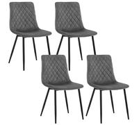 EUGAD Chaise Salle à Manger Lot de 4, Gris Foncé | Chaise de Cuisine, en Velours, avec Dossier, Siège Rembourré, Pieds en Métal