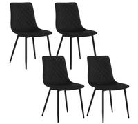 EUGAD Chaise Salle à Manger Lot de 4, Noir | Chaise de Cuisine, en Velours, avec Dossier, Siège Rembourré, Pieds en Métal