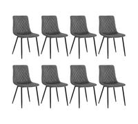 EUGAD Chaise Salle à Manger Lot de 8, Gris Foncé | Chaise de Cuisine, en Velours, avec Dossier, Siège Rembourré, Pieds en Métal