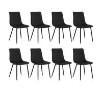 EUGAD Chaise Salle à Manger Lot de 8, Noir | Chaise de Cuisine, en Velours, avec Dossier, Siège Rembourré, Pieds en Métal