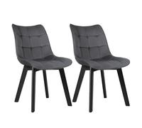 EUGAD Lot de 2 Chaises de Salle à Manger avec Velours Assise,Chaises de Cuisine en Bois,Gris Foncé