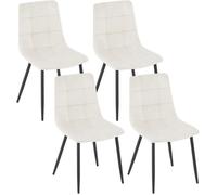 EUGAD Chaises de Salle à Manger Lot de 4, Chaise de Cuisine en Velours, Pieds en Métal, avec Dossier, Crème E0AG0154-4
