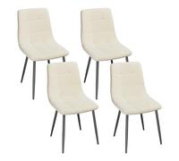 EUGAD Chaises de Salle à Manger Lot de 4,Crème | Chaise de Cuisine, avec Pieds en Métal et Dossier, Siège Rembourré, en Velours