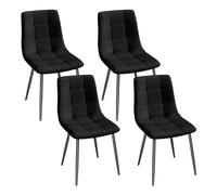 EUGAD Chaises de Salle à Manger Lot de 4,Noir | Chaise de Cuisine, avec Pieds en Métal et Dossier, Siège Rembourré, en Velours