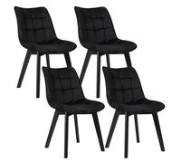 EUGAD 4x Chaises de Salle à Manger, Velours Assise Bois Pieds, pour Cuisine, Chambre, Salon, Noir 0656BY-4