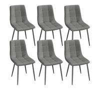 EUGAD Chaises de Salle à Manger Lot de 6,Gris Foncé | Chaise de Cuisine, avec Pieds en Métal et Dossier, Siège Rembourré, en Velours