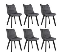 EUGAD Chaises de Salle à Manger Lot de 6,Gris foncé | Chaise de Cuisine, Revêtement en Velours, Pieds en Bois Massif