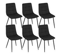 EUGAD Chaises de Salle à Manger Lot de 6,Noir | Chaise de Cuisine, avec Pieds en Métal et Dossier, Siège Rembourré, en Velours