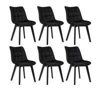 EUGAD 6 X Chaises Salon à Manger Pieds en Bois et Surface en Velours ,Chaises de Salle à Manger Noir