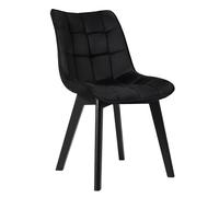 EUGAD 1x Chaise de Salle à Manger, Velours Assise Bois Pieds, pour Cuisine, Chambre, Salon, Noir 0656BY-1