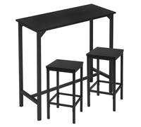 EUGAD Ensemble Table de Bar avec Tabourets, Table de Bar Haute | Console Étroite, Tabouret de Bar, Chaise de Cuisine, en Bois d'Ingénierie+Métal, Noir