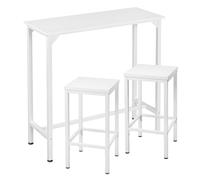 EUGAD Ensemble Table de Bar avec Tabourets, Table de Bar Haute | Console Étroite, Tabouret de Bar, Chaise de Cuisine, en Bois d'Ingénierie+Métal, Blanc