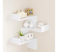 EUGAD Étagère d’Angle Murale, Blanc, à 3 Niveaux, Étagère Flottante | en Bois d'Ingénierie, pour Chambre, Salon, Bureau
