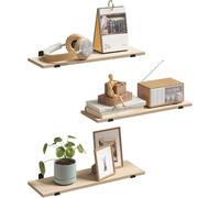 EUGAD Étagère Murale Lot 3, Étagères Flottantes, Noir+Effet de Bois Clair | Étagères Flottantes, Décoratives, Style Rétro, Charge Max. 15 kg/Étage, 60x20x7 cm
