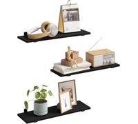 EUGAD Étagère Murale Lot de 3, Étagères Flottantes, MDF et Fer, Noir | Étagères Flottantes, Décoratives, Style Rétro, Charge Max. 15 kg/Étage, 60x20x7 cm