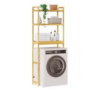 EUGAD Étagère Salle de Bain en Bambou à 3 Niveaux, Meuble au-Dessus Machine à Laver, pour Salle de Bain, Buanderie, 63,5x26x163 cm, en Couleur de Bambou Naturel