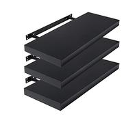 EUGAD Étagères Murale, Étagère Flottante, étagère de Rangement décorative, en MDF, Noir, 25x23x3.8, 0081QJ-3