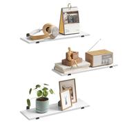 EUGAD Étagères Murales Lot de 3, Étagères Flottantes, 60x20x7cm, MDF et Fer, Blanc
