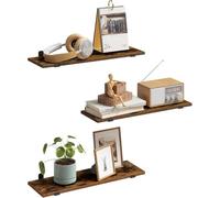 EUGAD Étagères Murales Lot de 3, Étagères Flottantes, 60x20x7cm, MDF et Fer, Marron et Noir