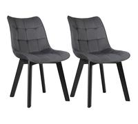 EUGAD Lot de 2 Chaises de Salle à Manger avec Velours Assise,Chaises de Cuisine en Bois,Gris Foncé