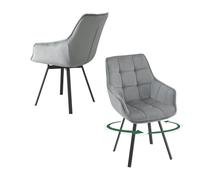 EUGAD Lot de 2 Chaises Pivotantes,Gris Foncé | Chaise de Cuisine avec Dossier et Accoudoirs,Assise Rembourée,Velours,Pieds en Métal,pour Chambre,Salon