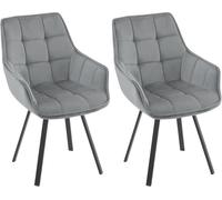 EUGAD Lot de 2 Chaises Salle à Manger Pivotante, Chaise de Cuisine en Velours, Appui-Coudes, Pieds en Métal, Gris Foncé E0AG0169-2
