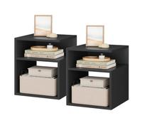 EUGAD Lot de 2 Tables de Chevet, 35x35x41,5cm, en Bois d'Ingénierie, Noir | avec 3 Compartiments Ouverts, au Design Simple