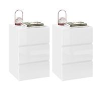 EUGAD Lot de 2 Tables de Chevet avec Rangement, 40x35x62cm, Blanc | avec 3 Tiroirs, au Style Scandinave, pour Chambre, Salon, Coin