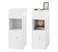 EUGAD Lot de 2 tables de chevet pour chambre à coucher avec 2 étagères ouvertes et 1 tiroir, 25x66x30cm, petite armoire de rangement mince, table de nuit, gain de place, décoration intérieure light oa