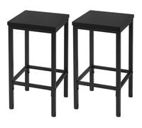 EUGAD Lot de 2 Tabouret de Bar, Chaise de Cuisine Industriel, avec Repose-Pieds, en Bois Aggloméré + Métal, Noir E0AG0084-2