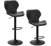 EUGAD Lot de 2 Tabouret de Bar réglable en Hauteur en Similicuir,Tabouret comptoir Style rétro,Anthracite