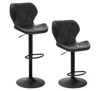 EUGAD Lot de 2 Tabouret de Bar réglable en Hauteur en Similicuir,Tabouret comptoir Style rétro,Anthracite