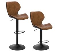 EUGAD Lot de 2 Tabouret de Bar réglable en Hauteur en Similicuir,Tabouret comptoir Style rétro,Brun 0662BY-2