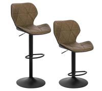 EUGAD Lot de 2 Tabouret de Bar réglable en Hauteur en Similicuir,Tabouret comptoir Style rétro,Brun Foncé 0663BY-2