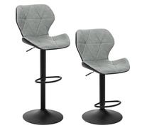 EUGAD Lot de 2 Tabouret de Bar réglable en Hauteur en Similicuir,Tabouret comptoir Style rétro,Gris 0664BY-2