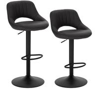EUGAD Lot de 2 Tabouret de Bar, réglable en Hauteur,Tabouret de Cuisine en Similicuir,Anthracite 0666BY-2