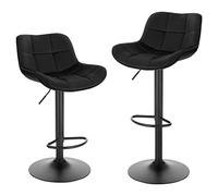 EUGAD 2x Tabouret Bar, Chaise de Bar pivotante, pour Bistro, Restaurant, Cuisine, Hauteur Réglable 62-84cm, Noir 1005BY-2