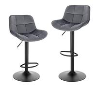 EUGAD 2x Tabouret Bar, Chaise de Bar pivotante, pour Bistro, Restaurant, Cuisine, Hauteur Réglable 62-84cm, Gris foncé 1006BY-2