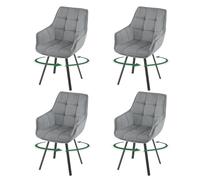 EUGAD Lot de 4 Chaises Pivotantes,Gris Foncé | Chaise de Cuisine avec Dossier et Accoudoirs,Assise Rembourée,Velours,Pieds en Métal,pour Chambre,Salon