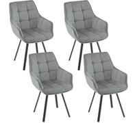EUGAD Lot de 4 Chaises Salle à Manger Pivotante, Chaise de Cuisine en Velours, Appui-Coudes, Pieds en Métal, Gris Foncé E0AG0169-4