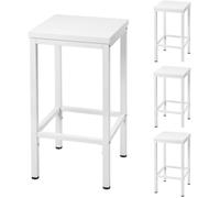 EUGAD Lot de 4 Tabouret de Bar, Chaise de Cuisine Industriel, avec Repose-Pieds, en Bois Aggloméré + Métal, Blanc E0AG0082-4