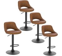 EUGAD Lot de 4 Tabouret de Bar Rotatif à 360 °réglable en Hauteur,Tabouret de Cuisine en Similicuir,Brun