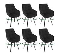 EUGAD Lot de 6 Chaises Pivotantes,Noir | Chaise de Cuisine avec Dossier et Accoudoirs,Assise Rembourée,Velours,Pieds en Métal,pour Chambre,Salon