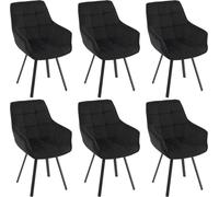EUGAD Lot de 6 Chaises Salle à Manger Pivotante, Chaise de Cuisine en Velours, Appui-Coudes, Pieds en Métal, Noir E0AG0170-6