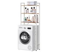 EUGAD - Meuble de rangement WC - 67x20x164 cm - 3 niveaux de rangement - pour Studio/Sdb - Chêne clair et blanc