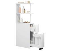 EUGAD Meuble de Salle de Bain Haut, Meuble de Rangement Fin, Colonne avec Tiroirs et Étagère Réglable, Armoire, Placard, pour Petits Espaces, Style Moderne, Blanc Classique, 45x19x113cm, Blanc 0207WY