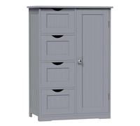 EUGAD Meuble de Salle de Bains, Commode avec 4 Tiroirs et 2 Compartiments Réglables, pour Salle de Bain/Chambre/Couloir/Cuisine, Gris, 56x30x81cm