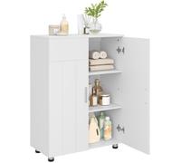 EUGAD Meuble Salle de Bain 30x60x82cm- Placard de Rangement - Meuble d’entrée - 2 Portes - Blanc