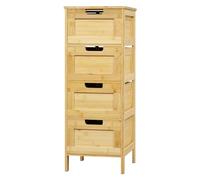 EUGAD Meuble Salle de Bain Bambou, Commode avec 4 Tiroirs, pour Salon, Salle de Bain, Cuisine, Chambre à Coucher, 30x30x80cm
